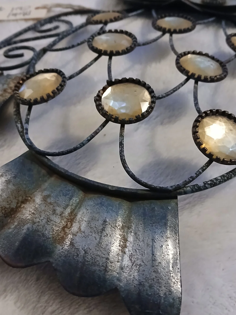 Owl Metal Decorative Wall Art [Blue/Gold] VINTAGE PATINA